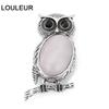 New Lovely Animal Owl Brooches for Women Men Natural Tiger Eye Stone Cabochons Pins Brooch Party Jewelry Accessories Gift