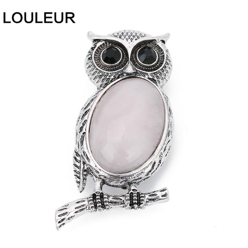 New Lovely Animal Owl Brooches for Women Men Natural Tiger Eye Stone Cabochons Pins Brooch Party Jewelry Accessories Gift