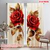2pcs,2D Plane Printing Print Curtains Golden Roses Durable Polyester (without Rod) Versatile All Ldeal for Living Room, Bedroom,