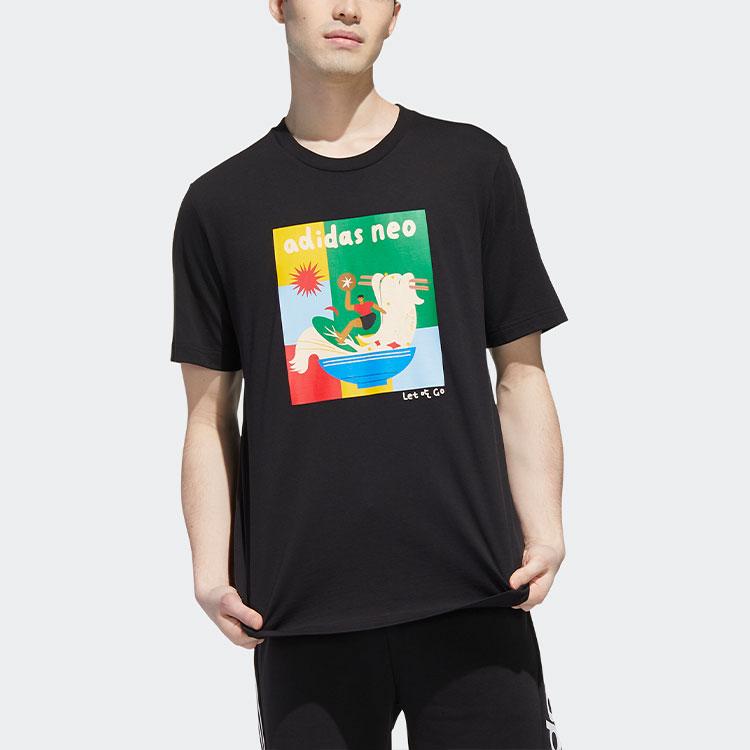 Adidas Neo T Shirts Men's Black Crew Neck Moderate Straight Fit GP5814