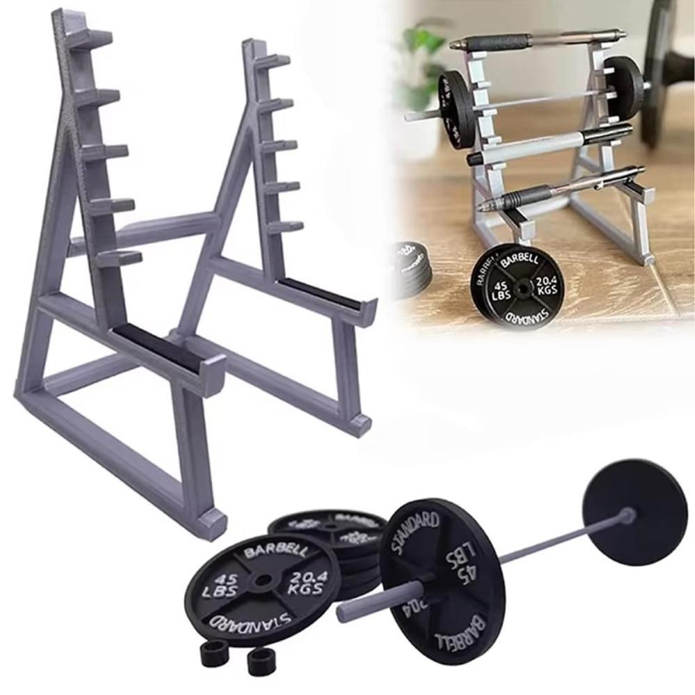 With Barbells And Weights Barbell Rack Pen Holder Metal Mini Squat Rack Ornaments  Gift