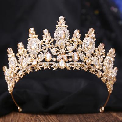 Золотой Цвет Шампанского Королевская Королева Стразы Свадебная Корона для Женщин Хрустальная Банкетная Диадема Вечеринка Костюм Украшения для Волос Аксессуары