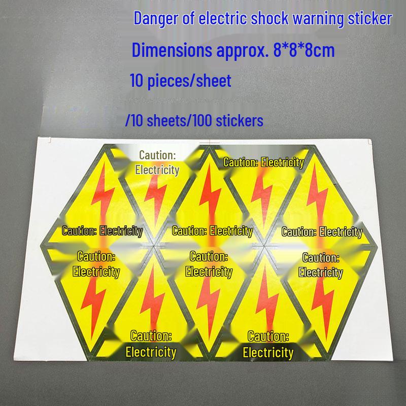 PVC Outdoor Triangular Warning Sticker: Caution! Risk of Electric Shock