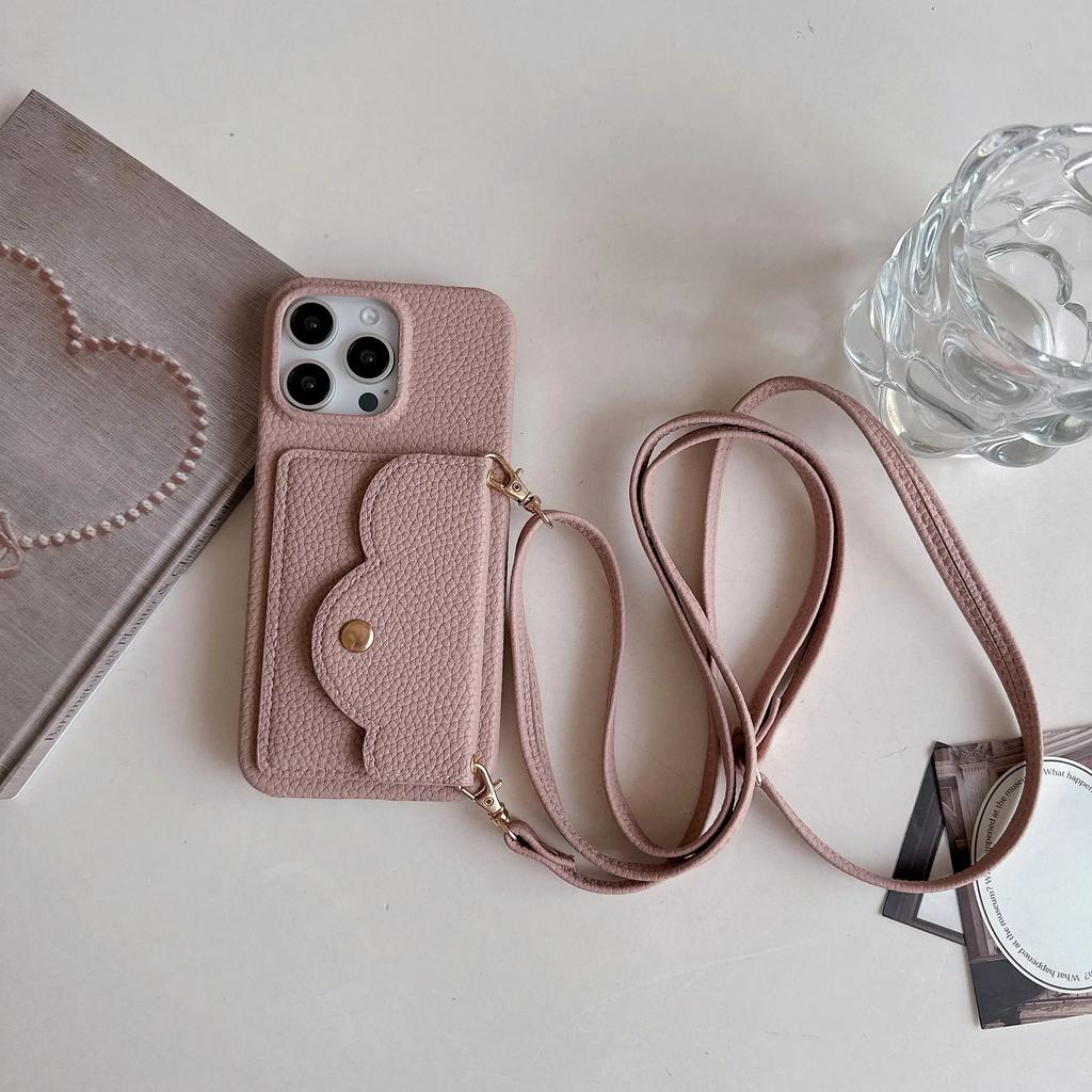 Crossbody Leather Cover for IPhone 16 15 14 13 12 11 Pro Max Plus Phone Case with Card Holder Lanyard Strap Neckband Wallet