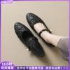 B Single Shoes Women's Flat Bottom with Mary Jane Shoes Pearl Light Mouth Shoes