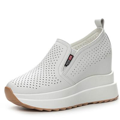 Модные туфли-лодочки на танкетке 10 см, мокасины, женские сандалии на платформе, брендовые сандалии, летняя обувь из натуральной кожи, скрытые каблуки, женская обувь 2024 г.