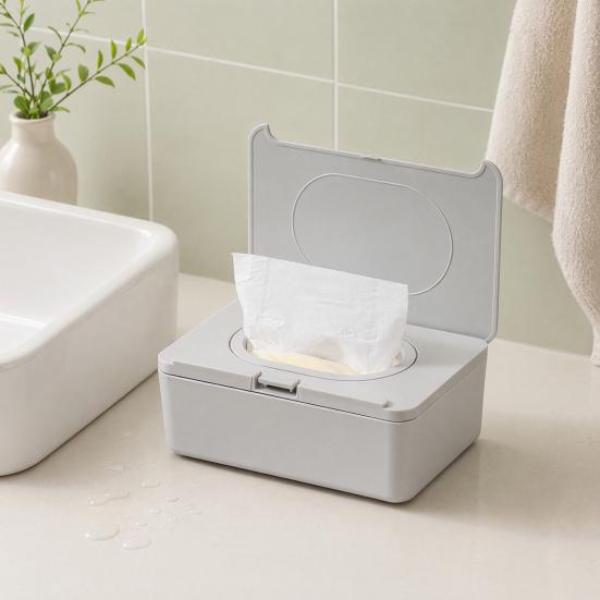 Wipes Dispenser, Refillable with Buckle-Sealed Cover Tissue Box, Dustproof Easy Pull Wipes Pouch Case for Bathroom