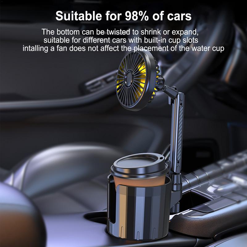 Car Cup Holder With Fan 2 In 1 12V/24V Auto Cooling Fan Vehicle Drinks Container Cup Holder Mounted Fan Car Accessories