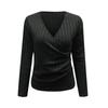 Women's Casual Fashion Button Knitted Pullover V-Neck Slim Fit Long Sleeve Top