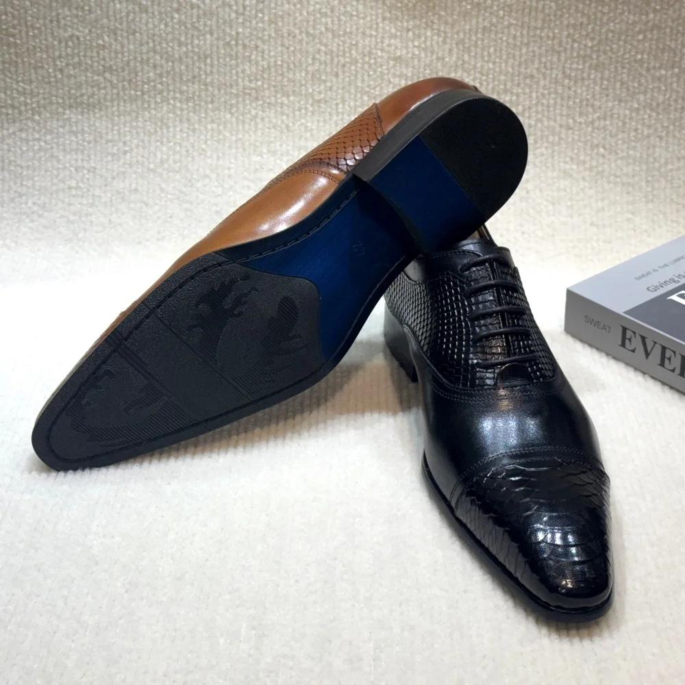 Модная мужская обувь в итальянском стиле, роскошные дерби из натуральной кожи, остроносые, ручной работы, формальные оксфорды на шнуровке, броги