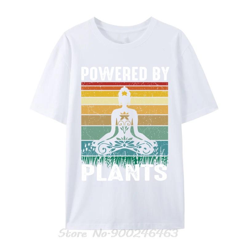 Fun Vegan Tshirt Powered By Plants Vegitarian Yoga Vegan Pure Cotton Group T Shirt Oversized Unisex Tshirt Unisexs Clothing