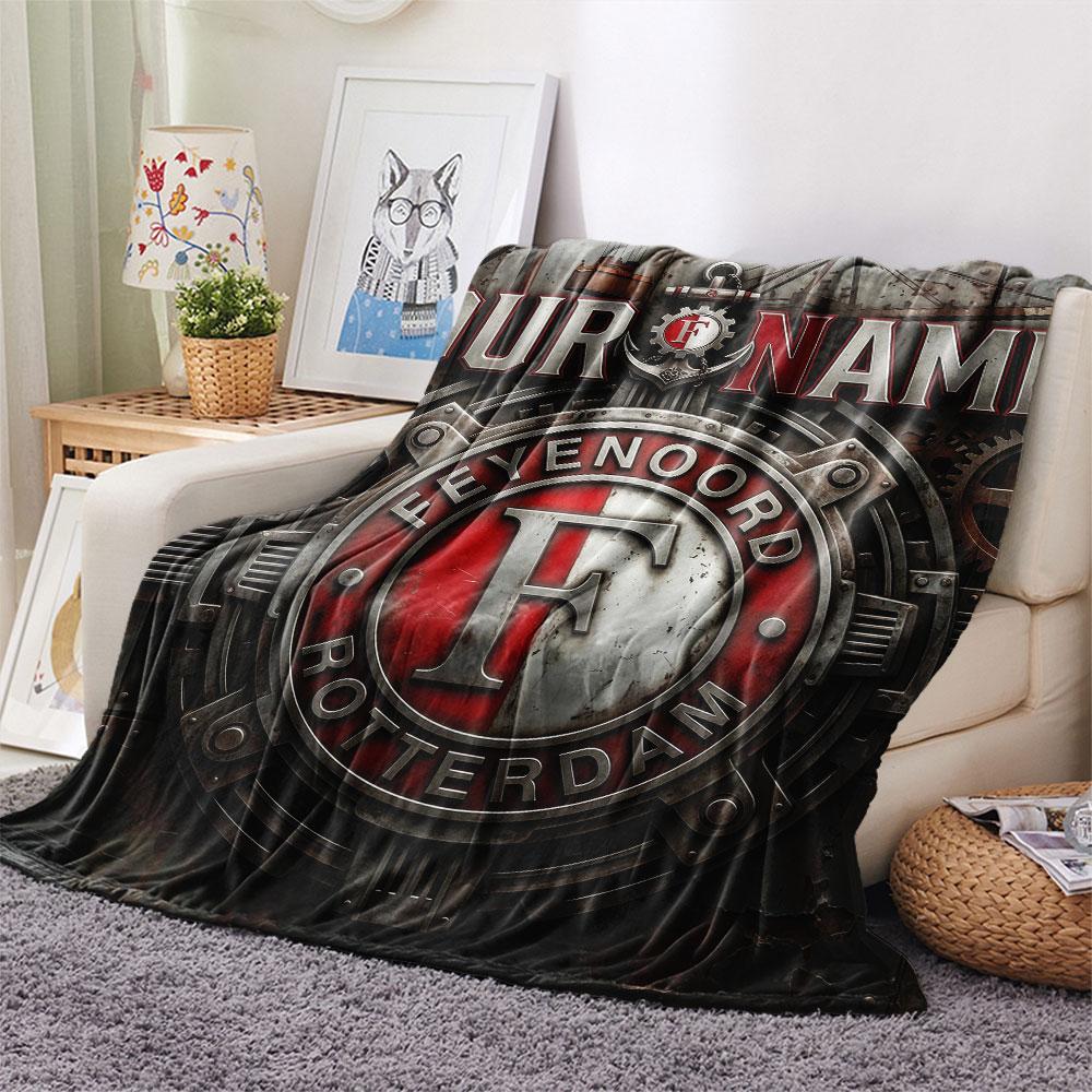 Custom Name,Feyenoord Rotterdam Printed Flannel Blanket, soft throw for bedroom sofa, washable, Christmas present, great gift.