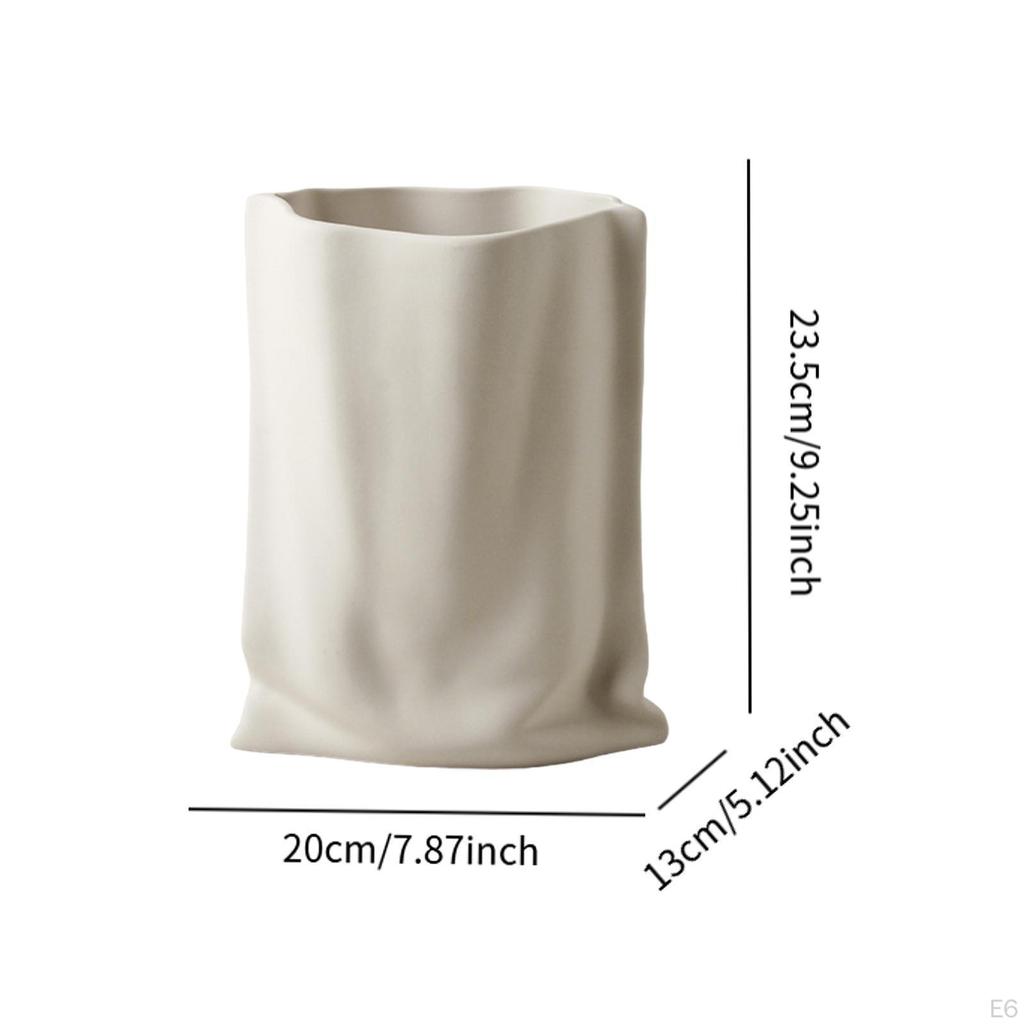 Pleated Paper Bag Vase Bud Decors Organizer Desk Boho Plant Pot Holder Flower for