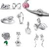 2024 New Hot Romantic Rose S925 Sterling Silver Fit Original Bracelet DIY For Women Love Dangle Charm Rose Bracelet Ring