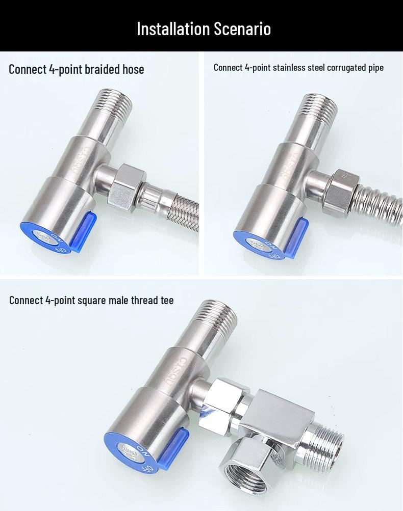 304 Stainless Steel 4-Point Hot & Cold Water Valve Switch