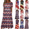 Женское летнее повседневное модное платье с коротким рукавом и карманом на День независимости с коротким рукавом