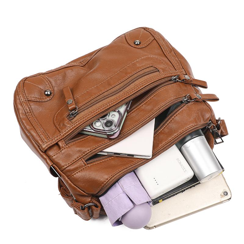 Женская сумка с несколькими карманами, мягкая кожаная сумка через плечо для мам среднего возраста