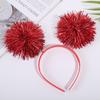 Bling Party Headband Giltering Tinsel Headband Trendy Pompom Ball Headband  Women Girls Pink