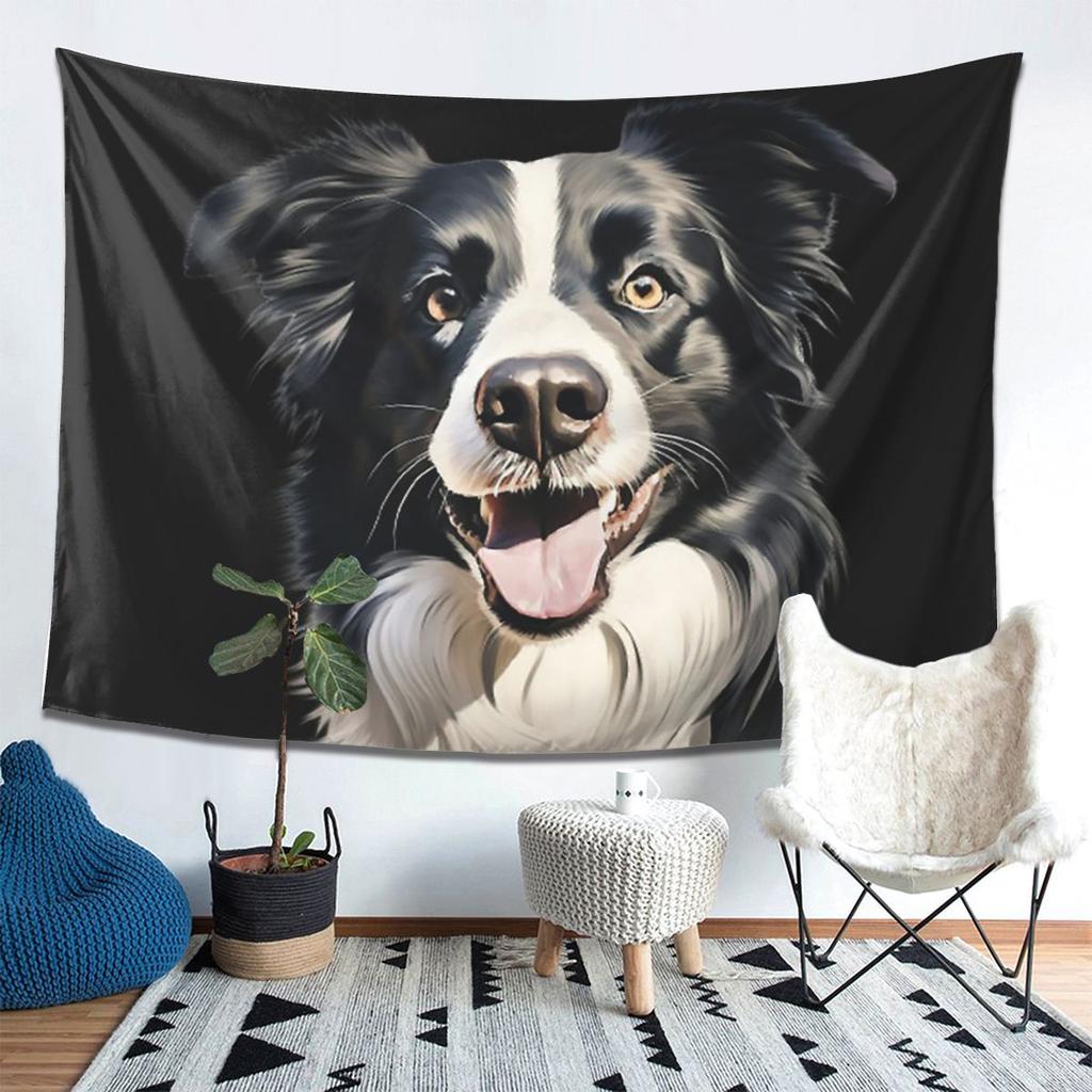 Border Collie Tapestry Decoration Art Aesthetic Tapestries for Living Room Bedroom Home Wall Cloth Wall Hanging