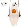 Decorative Props for Festivals Halloween Lighted Ghost Swing with Glowing Pumpkin, Hanging Spooky Decor Gathering Decorations Porch Yard, LED Floating