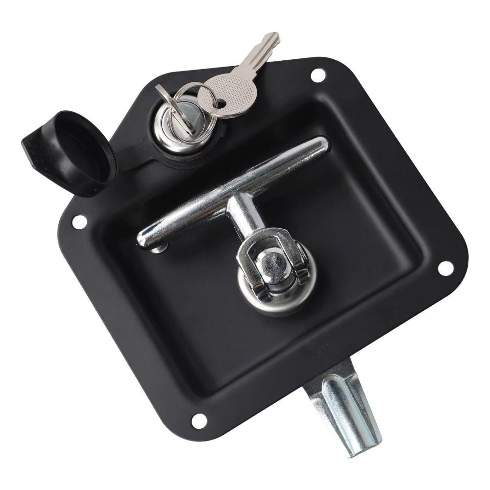 Compact T-handle Lock Black Stainless Steel Lock Secure Tool Folding Lock Door