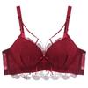 Женский красный кружевной бралетт - Французский стиль, собирающий дизайн, беспроводной, против провисания