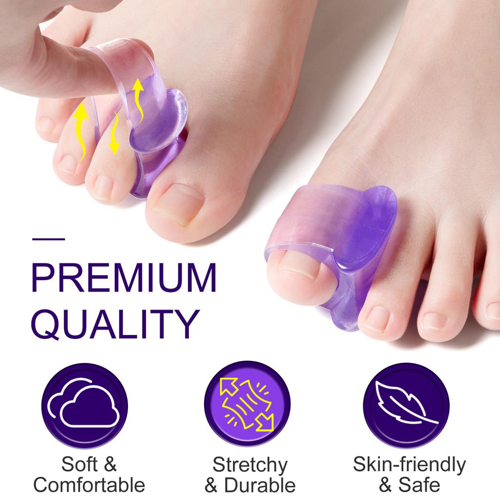 Sumifun 4 Pairs of Purple One-toe Hole Soft Silicone Toe Separators Multiple Yards Toe Cover Toe Corrector Toe Protector Foot Care