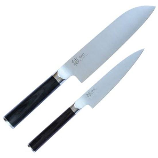Knife 2-piece set (Santoku Petty) Musubi Established Meiji 6 long-standing manufacturer Sansho Hamono Meat fish vegetables fruits versatile stainless
