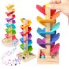 Marble Run Rainbow Sound Tree Children Fine Motor Skills Wooden Tree with Round/Square Base Balls Toddlers Boys Girls Educational Musical Tree Toy
