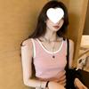 American casual Spice Girl retro hemming collar slim sleeveless knitted T-shirt vest female Spice Girl style open navel top ins