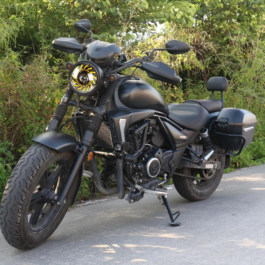 Motikvan 7-дюймовая светодиодная фара для мотоцикла, переключаемого типа, с комплектом кронштейнов для корпуса лампы, круглая фара Chrysanthemum DRL CB400SF CB750 250 CBX400