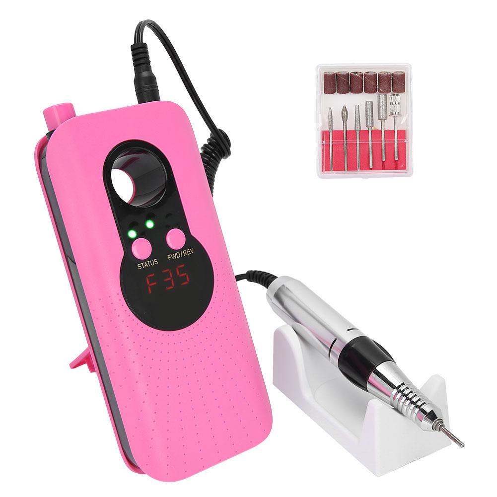 35000RPM Rechargeable Electric Nail Drill Machine Nail Grinding Polisher Red (110‑240V)US Plug