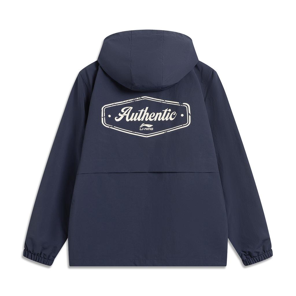 Li Ning Sports Lifestyle Series High Street American Vintage Cardigan Long Sleeve Windbreaker Loose Coat Unisex Upperwear Deep-Navy-Blue AFDV445-6