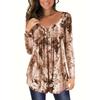 YYFS Женские модные повседневные весенне-осенние блузки и рубашки с длинным рукавом и v-образным вырезом с цветными блоками и принтом