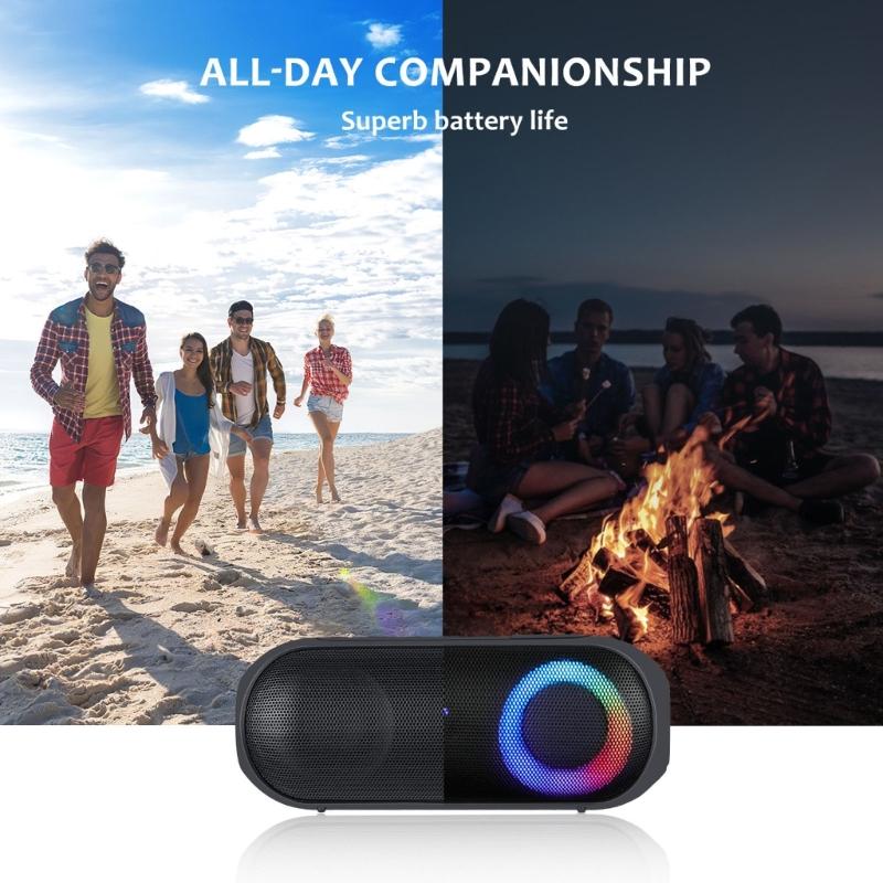 Водонепроницаемая Bluetooth 5.0 колонка с RGB-подсветкой Портативная беспроводная колонка для улицы Длительное время работы Пластиковый корпус
