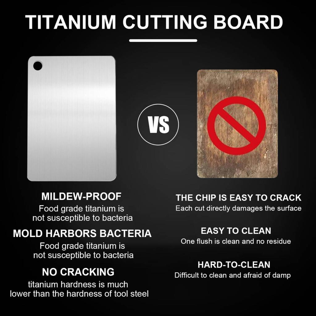Titanium Cutting Board Set of 3 100% Pure Titanium Double Sided Non Toxic Chopping Board for Kitchen Dishwasher Safe Metal Cutting Board for Meat Fru