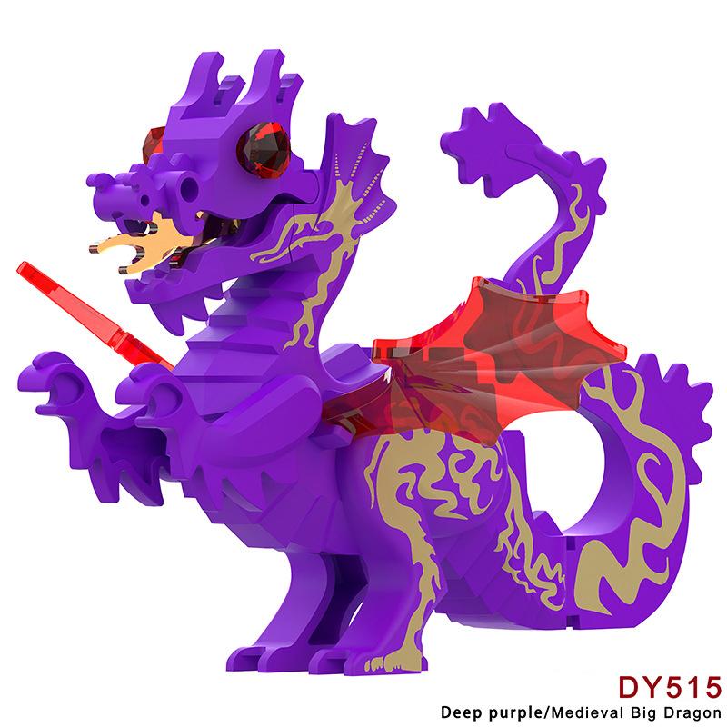 MOC Medieval Animal Zoo Farm Dragon Action Figures Building Blocks Gold Red Dragons Wolf Snake Monsters Beast Bricks Toys Gifts