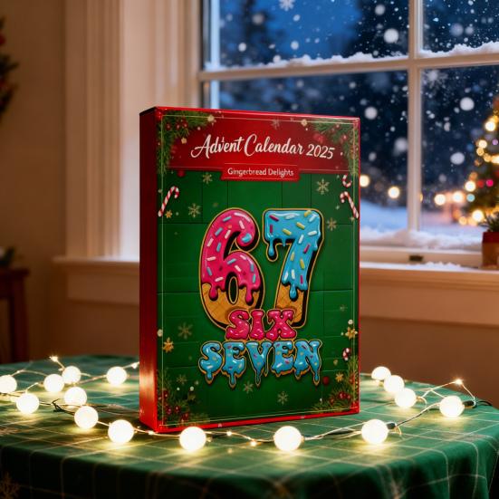 Yousheng Christmas Advent Calendar with 67 Acrylic Xmas Tree Hanging Ornament 24 Days Christmas Countdown Calendar Box Holiday Party Gift