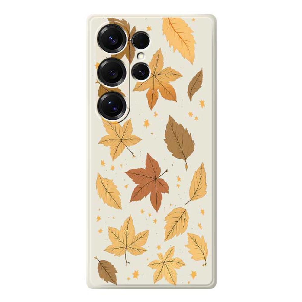 For Samsung Galaxy S25 Ultra Case Maple Leaves Pattern Printing Straight Edge TPU Phone Back Cover
