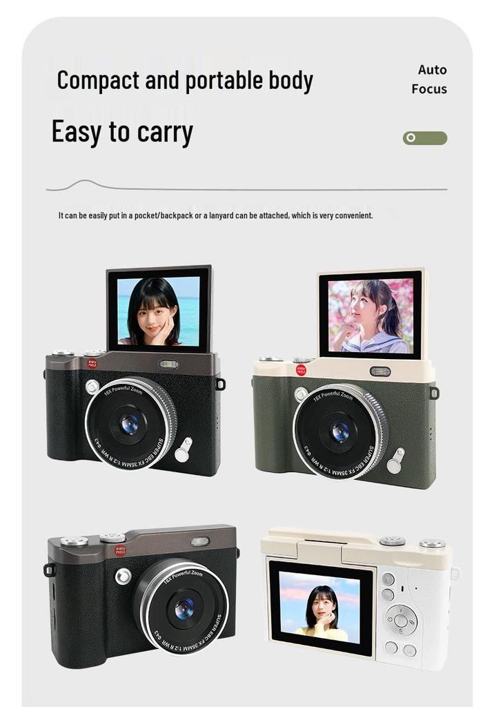 Компактная HD DSLR-камера с откидным экраном и зумом для студентов