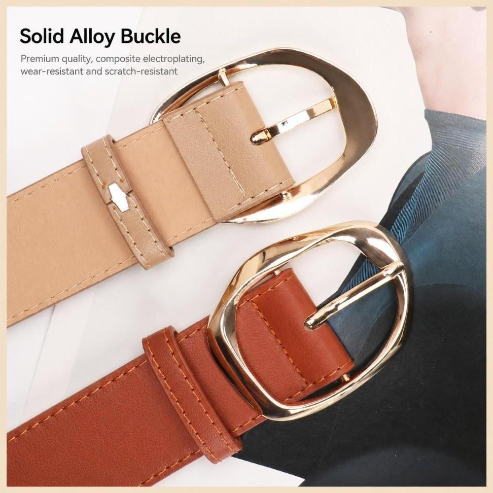 Faux Leather Waist Belt Oval Pin Buckle Waist Strap Vintage Casual Belt For Women