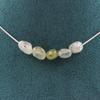 Stones and Minerals. 5-pearl Canadian Prehnite Necklace Stainless Steel Chain Necklace for Women and Men. Customizable Size.