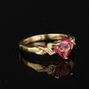 925 Silver Pink Topaz Heart Ring Diamond Accent Women Jewelry Gift Size
