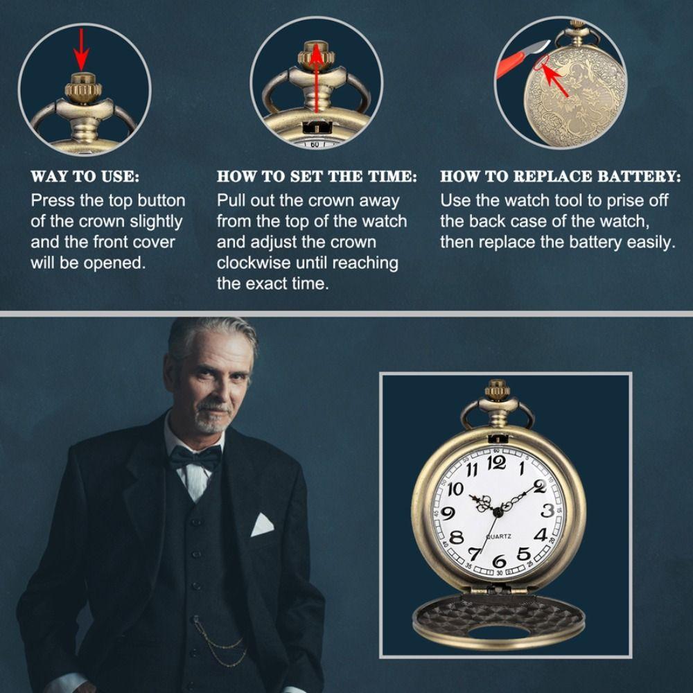 Quartz Pendant Vintage Pocket Watch Roman Scale Display Retro Hanging Watch  Men's Gift