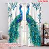 2pcs,2D Plane Printing Minimalist Curtains Peacock Pair Art Versatile 100% Polyester (without Rod) Festive Use for Living Room,