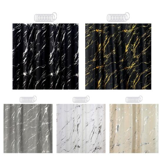 Полиэстеровая занавеска для душа Элегантная серебряная штамповка с мраморным узором Водонепроницаемая занавеска для душа для роскошной ванны