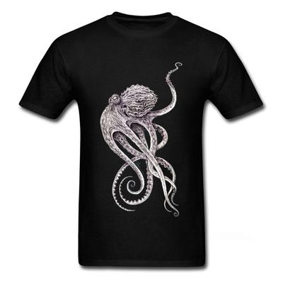 Элегантная футболка Octopus, черная ретро-футболка для мужчин, топы в стиле стимпанк, футболки, персонализированная футболка с коротким рукавом, подарок на День отца, ткань