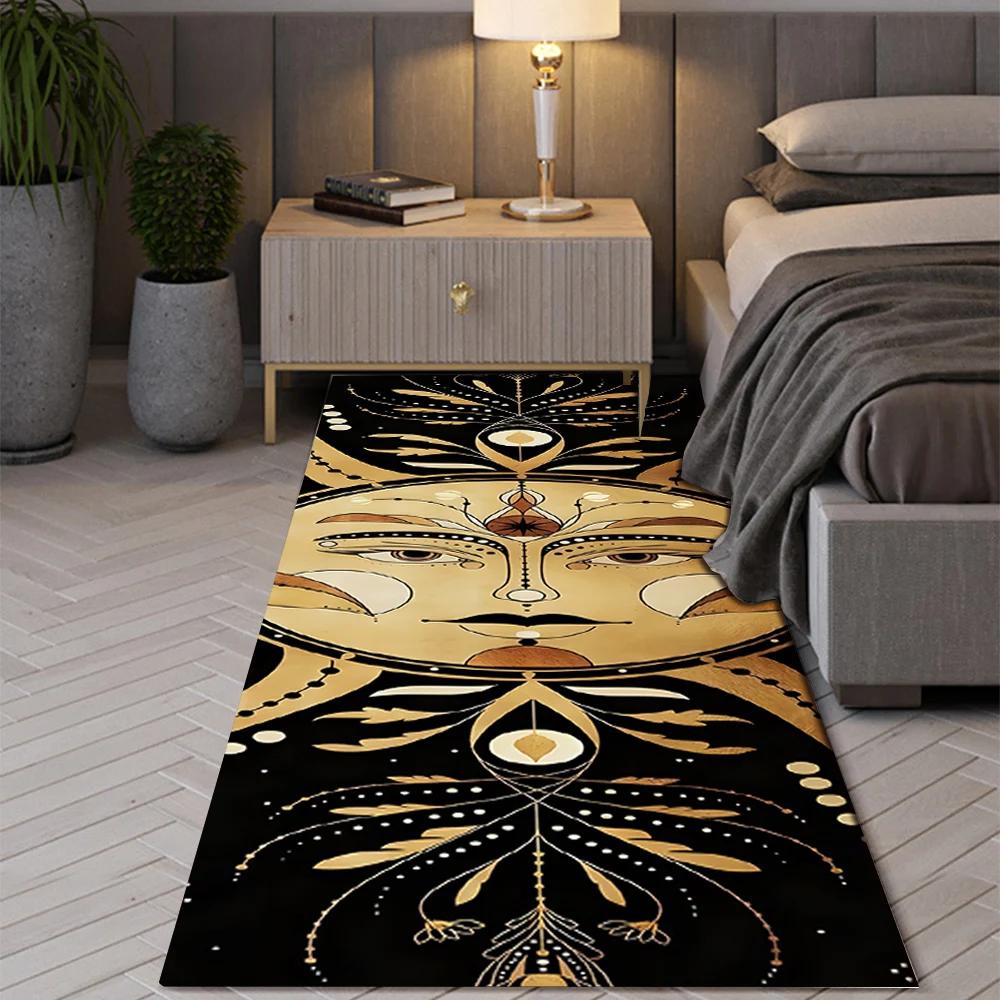 Bohemian Seven Chakras Carpet Multicolor Planet Butterfly Flower of Life Flower Suitable Bedroom Room Floor Decor Anti-slip Rugs