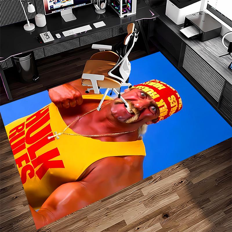 1pc Hulk Hogan1 Print Area Rug - Soft, Washable Non-Slip Indoor Mat for Office Chairs, Living Room, Home Office Decorative Rug