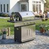 4+1 Burner Gas BBQ Grill, Portable Gas Barbecue Grill with Side Burner, Warming Rack, Side Shelf, Storage Cabinet